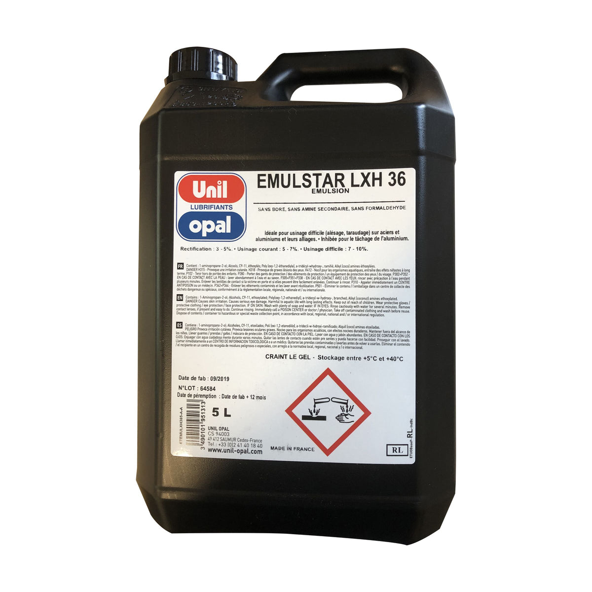 Huile De Coupe Soluble UNIL OPAL Emulstar LXH 36 - Bidon 5L, Pour Usinage Acier, Aluminium, Cuivre - Biostable, Sans éther De Glycol - 11
