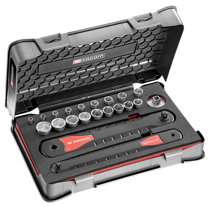 Jeu de clé de rallonge 1/4'' et 3/8'', douilles 1/4 et 3/8'' 6 pans AXS.SMJ1 Facom"