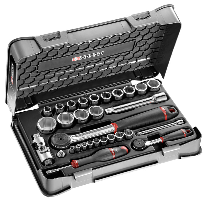 Coffret Douilles 1/4" - 1/2" 6 Pans Métriques 30 Pièces RS.161-1PB Facom