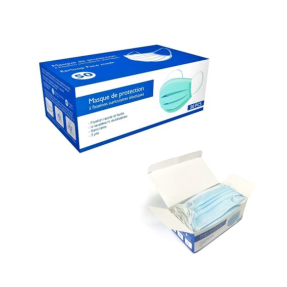 Masque de protection chirurgicaux 3 plis 95% (boîte de 50)