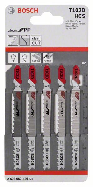 5 Lames T 102 D Clean For Pp Bosch 2608667444
